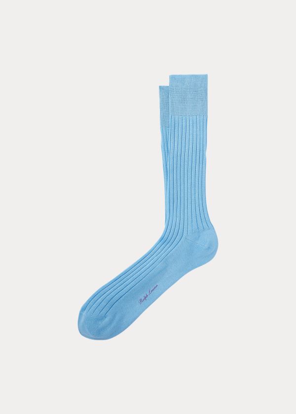 Calcetines Ralph Lauren Hombre Azules Claro - Rib-Knit Cotton - RPXQE7983